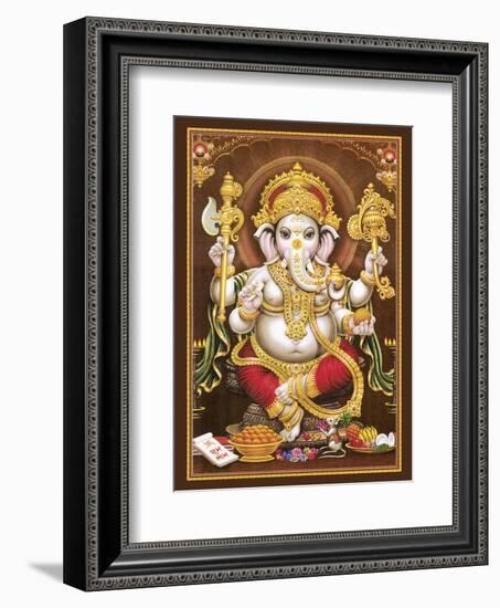 Lord Ganesha - Hindu Elephant Headed Deity - God of Wisdom, Knowledge and New Beginnings-null-Framed Art Print