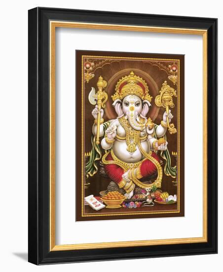 Lord Ganesha - Hindu Elephant Headed Deity - God of Wisdom, Knowledge and New Beginnings-null-Framed Art Print