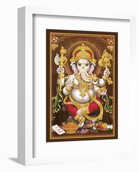 Lord Ganesha - Hindu Elephant Headed Deity - God of Wisdom, Knowledge and New Beginnings-null-Framed Art Print