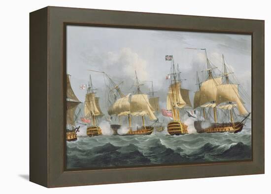 Lord Howe in the Queen Charlotte, 1794, Engraved Sutherland, Jenkins's 'Naval Achievements', 1816-Thomas Whitcombe-Framed Premier Image Canvas