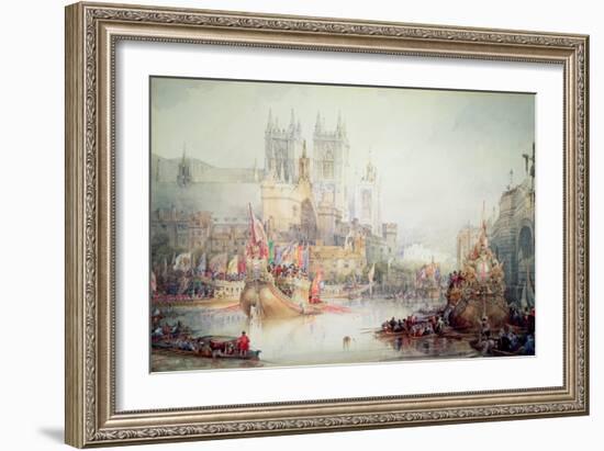 Lord Mayor's Barge at Westminster, 1830-David Roberts-Framed Giclee Print