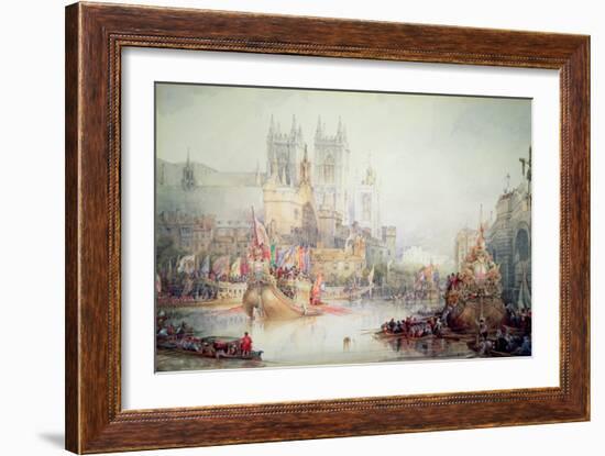 Lord Mayor's Barge at Westminster, 1830-David Roberts-Framed Giclee Print