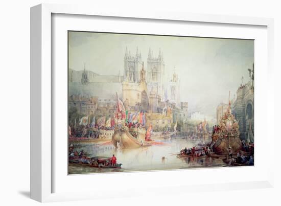 Lord Mayor's Barge at Westminster, 1830-David Roberts-Framed Giclee Print