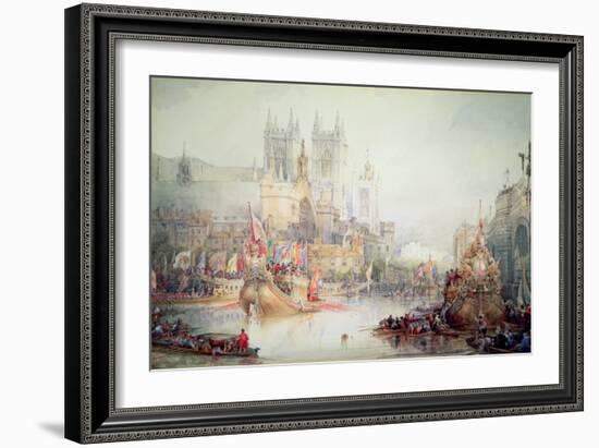 Lord Mayor's Barge at Westminster, 1830-David Roberts-Framed Giclee Print