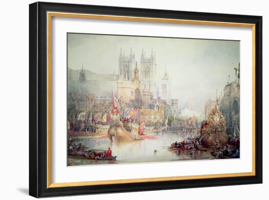 Lord Mayor's Barge at Westminster, 1830-David Roberts-Framed Giclee Print