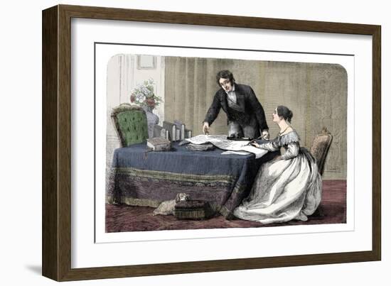 Lord Melbourne (1779-1848) instructing a young Queen Victoria 1819-1901), 1837 (c1895)-Unknown-Framed Giclee Print