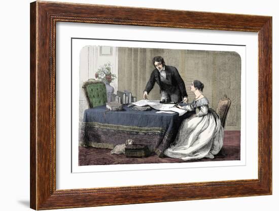 Lord Melbourne (1779-1848) instructing a young Queen Victoria 1819-1901), 1837 (c1895)-Unknown-Framed Giclee Print