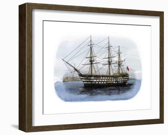 Lord Nelson's Ship HMS "Victory" in Portsmouth Harbor, 1800s-null-Framed Giclee Print