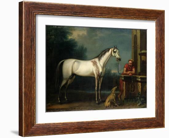 Lord Oxford's "Bloody-Shouldered Arabian" Held by a Groom in Arabian Dress-John Wootton-Framed Giclee Print