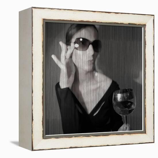 Loren with Wine-NaxArt-Framed Stretched Canvas