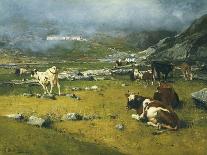Mountain Landscape with Cows Grazing in Upper Area of Biella-Lorenzo Di Bicci-Giclee Print