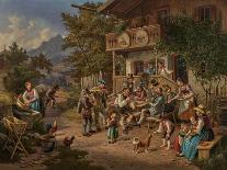 Happy Company in Front of the Mountain Inn, 1865 (Oil on Canvas)-Lorenzo II Quaglio-Giclee Print