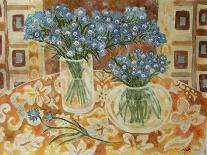 Orange Flowers in Blue and White Vase on a Table Next to a Jug-Lorraine Platt-Giclee Print
