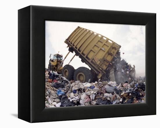 Lorry Arrives at Waste Tipping Area at Landfill Site, Mucking, London-Louise Murray-Framed Premier Image Canvas