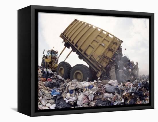 Lorry Arrives at Waste Tipping Area at Landfill Site, Mucking, London-Louise Murray-Framed Premier Image Canvas