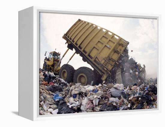 Lorry Arrives at Waste Tipping Area at Landfill Site, Mucking, London-Louise Murray-Framed Premier Image Canvas