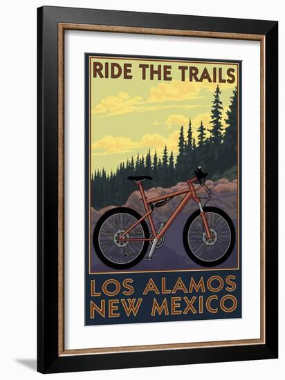 Los Alamos, New Mexico - Mountain Bike Scene-Lantern Press-Framed Premium Giclee Print