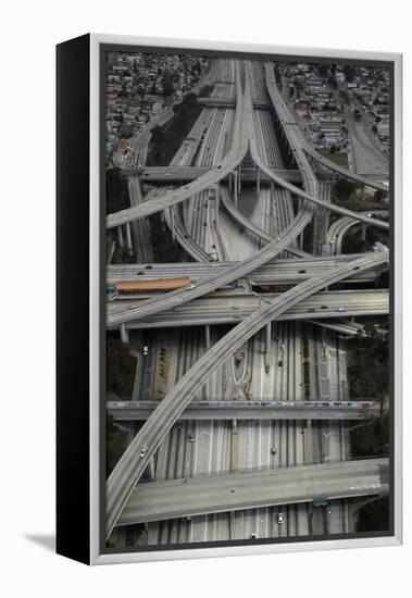 Los Angeles, Aerial of Judge Harry Pregerson Interchange and Highway-David Wall-Framed Premier Image Canvas