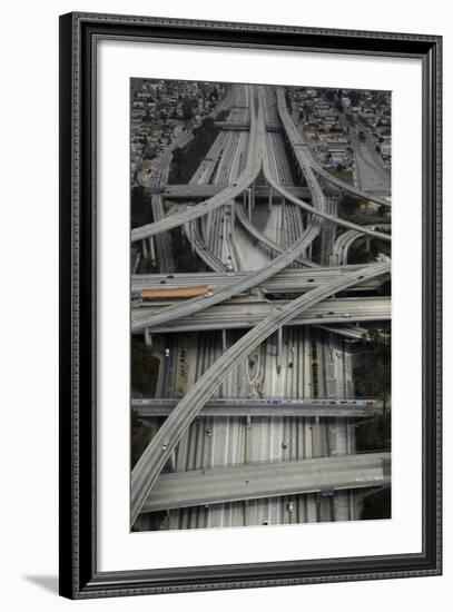 Los Angeles, Aerial of Judge Harry Pregerson Interchange and Highway-David Wall-Framed Photographic Print