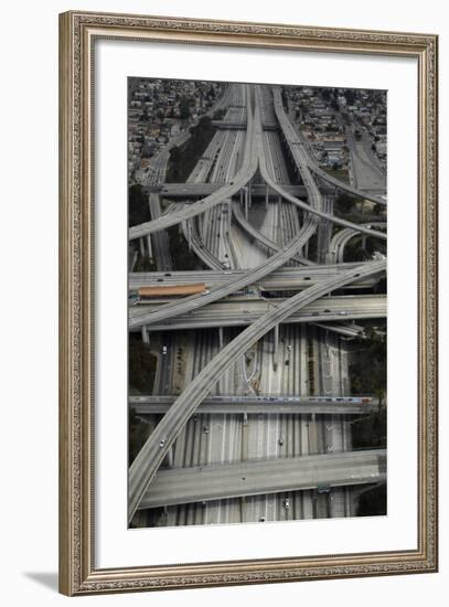 Los Angeles, Aerial of Judge Harry Pregerson Interchange and Highway-David Wall-Framed Photographic Print