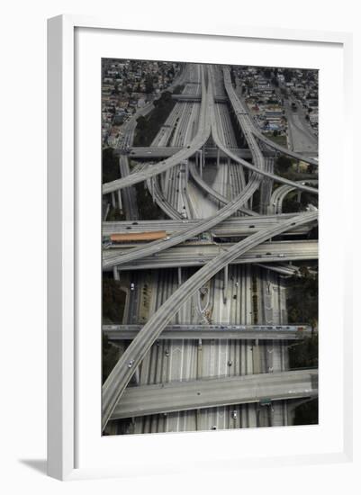 Los Angeles, Aerial of Judge Harry Pregerson Interchange and Highway-David Wall-Framed Photographic Print