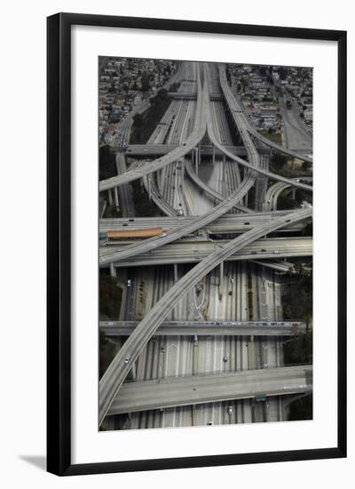 Los Angeles, Aerial of Judge Harry Pregerson Interchange and Highway-David Wall-Framed Photographic Print