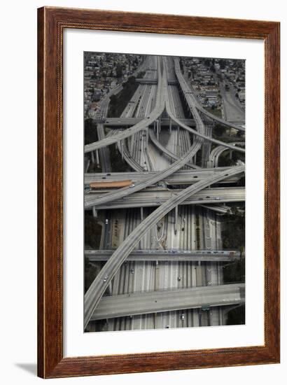 Los Angeles, Aerial of Judge Harry Pregerson Interchange and Highway-David Wall-Framed Photographic Print