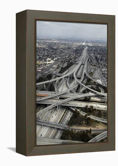 Los Angeles, Aerial of Judge Harry Pregerson Interchange and Highway-David Wall-Framed Premier Image Canvas