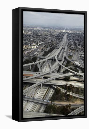 Los Angeles, Aerial of Judge Harry Pregerson Interchange and Highway-David Wall-Framed Premier Image Canvas