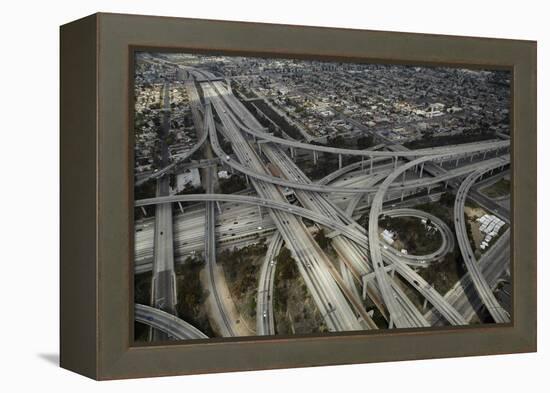 Los Angeles, Aerial of Judge Harry Pregerson Interchange and Highway-David Wall-Framed Premier Image Canvas