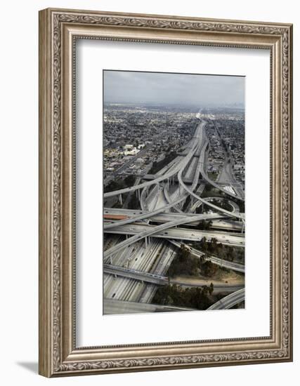 Los Angeles, Aerial of Judge Harry Pregerson Interchange and Highway-David Wall-Framed Photographic Print