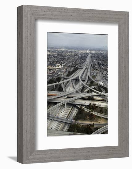 Los Angeles, Aerial of Judge Harry Pregerson Interchange and Highway-David Wall-Framed Photographic Print