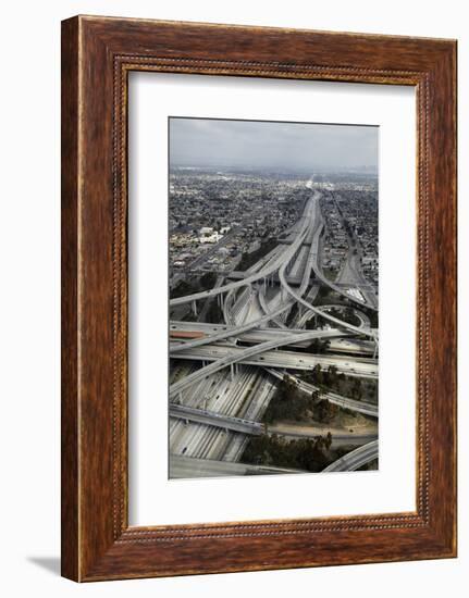 Los Angeles, Aerial of Judge Harry Pregerson Interchange and Highway-David Wall-Framed Photographic Print