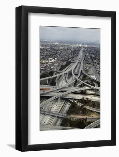 Los Angeles, Aerial of Judge Harry Pregerson Interchange and Highway-David Wall-Framed Photographic Print