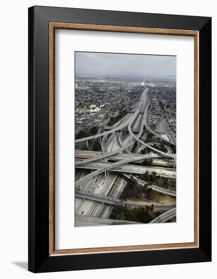 Los Angeles, Aerial of Judge Harry Pregerson Interchange and Highway-David Wall-Framed Photographic Print