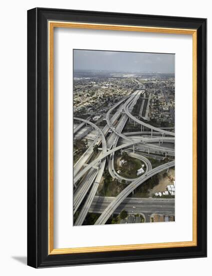 Los Angeles, Aerial of Judge Harry Pregerson Interchange and Highway-David Wall-Framed Photographic Print