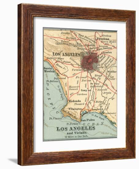 Los Angeles and Vicinity (C. 1900), from the 10th Edition of Encyclopaedia Britannica, Maps-Encyclopaedia Britannica-Framed Art Print