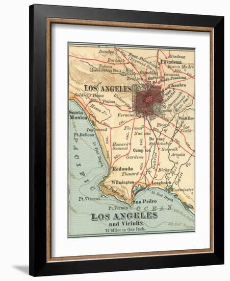 Los Angeles and Vicinity (C. 1900), from the 10th Edition of Encyclopaedia Britannica, Maps-Encyclopaedia Britannica-Framed Art Print