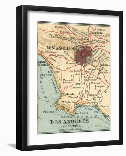 Los Angeles and Vicinity (C. 1900), from the 10th Edition of Encyclopaedia Britannica, Maps-Encyclopaedia Britannica-Framed Art Print