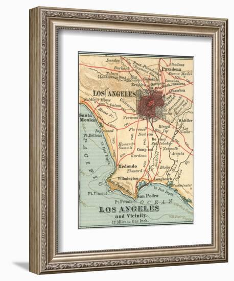 Los Angeles and Vicinity (C. 1900), from the 10th Edition of Encyclopaedia Britannica, Maps-Encyclopaedia Britannica-Framed Art Print