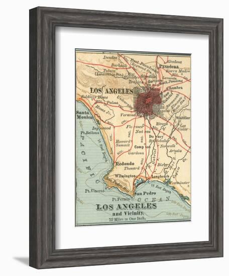 Los Angeles and Vicinity (C. 1900), from the 10th Edition of Encyclopaedia Britannica, Maps-Encyclopaedia Britannica-Framed Art Print