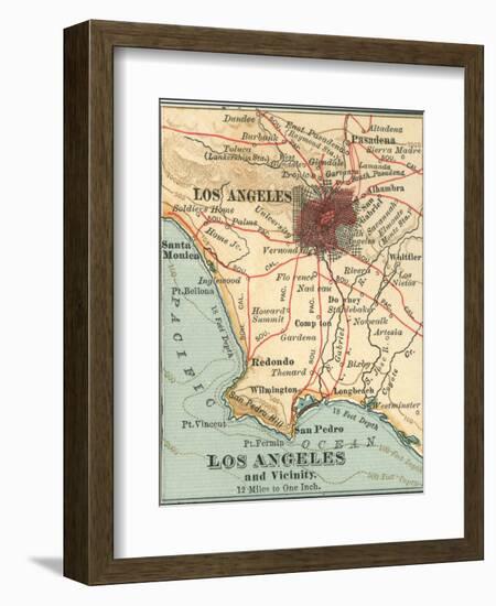 Los Angeles and Vicinity (C. 1900), from the 10th Edition of Encyclopaedia Britannica, Maps-Encyclopaedia Britannica-Framed Art Print