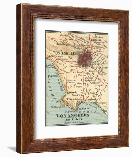 Los Angeles and Vicinity (C. 1900), from the 10th Edition of Encyclopaedia Britannica, Maps-Encyclopaedia Britannica-Framed Art Print