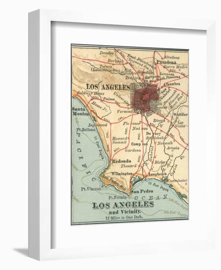 Los Angeles and Vicinity (C. 1900), from the 10th Edition of Encyclopaedia Britannica, Maps-Encyclopaedia Britannica-Framed Art Print