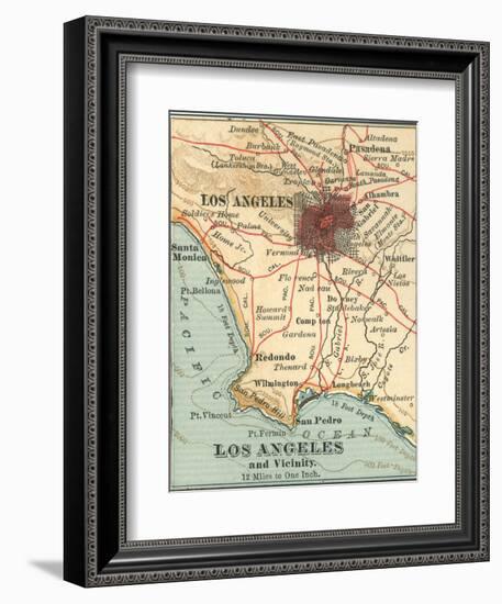 Los Angeles and Vicinity (C. 1900), from the 10th Edition of Encyclopaedia Britannica, Maps-Encyclopaedia Britannica-Framed Art Print