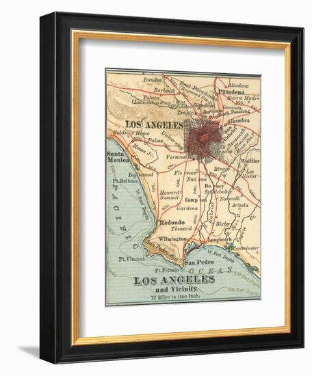 Los Angeles and Vicinity (C. 1900), from the 10th Edition of Encyclopaedia Britannica, Maps-Encyclopaedia Britannica-Framed Art Print