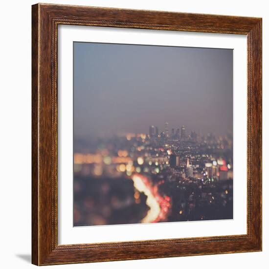 Los Angeles at Night with Road Traffic-Myan Soffia-Framed Photographic Print