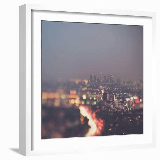 Los Angeles at Night with Road Traffic-Myan Soffia-Framed Photographic Print