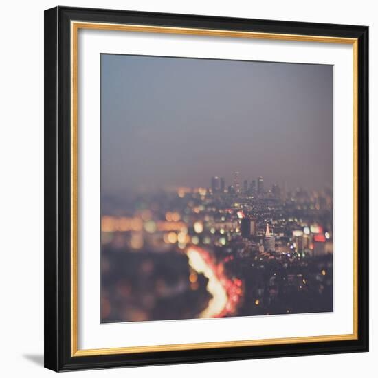 Los Angeles at Night with Road Traffic-Myan Soffia-Framed Photographic Print