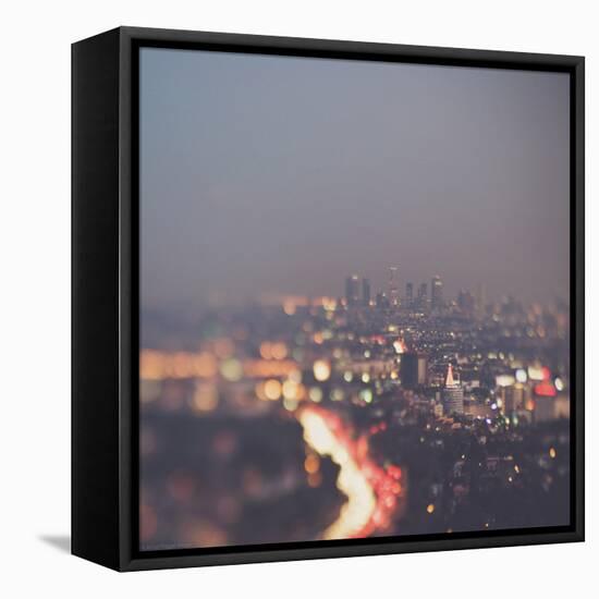 Los Angeles at Night with Road Traffic-Myan Soffia-Framed Premier Image Canvas